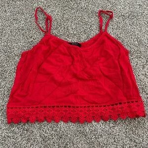 Red Floral Lined Crop Top